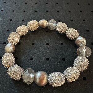 Sparkling Silver Crystal Bead Stretch Bracelet